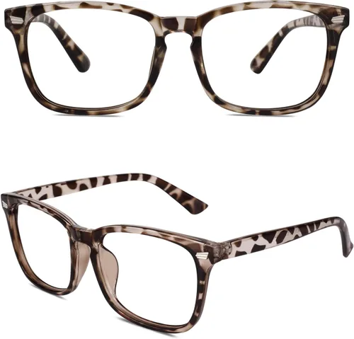 Vista 19 de Happy Store CN81 - Gafas de gran tamaño con montura UV 400 transparente Azul