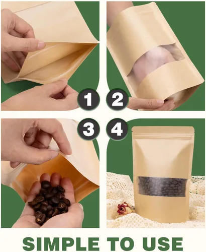 Vista 5 de Bolsas de papel kraft para pie, 200 paquetes, 3.5 x 5.5 pulgadas, almacenamiento de alimentos, Navidad
