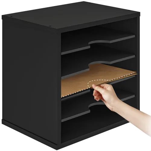 Vista 6 de Ballucci Organizador de archivos, clasificador de papel, estantes ajustables de 5 niveles, organizador de escritorio de oficina, 13 5/8 x 9 1/4 x 12