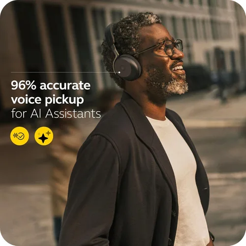 Vista 9 de Jabra Evolve3 75 Auriculares inalámbricos Bluetooth con micrófono para el trabajo, USB-A, tecnología de llamada de voz AI, cancelación activa