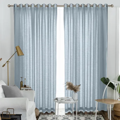 Vista 45 de Melodieux Cortinas Semitransparentes Negras de 63 Pulgadas de Largo para Ventanas Pequeñas de Sala de Estar y Dormitorio con Aspecto de Lino Rústico