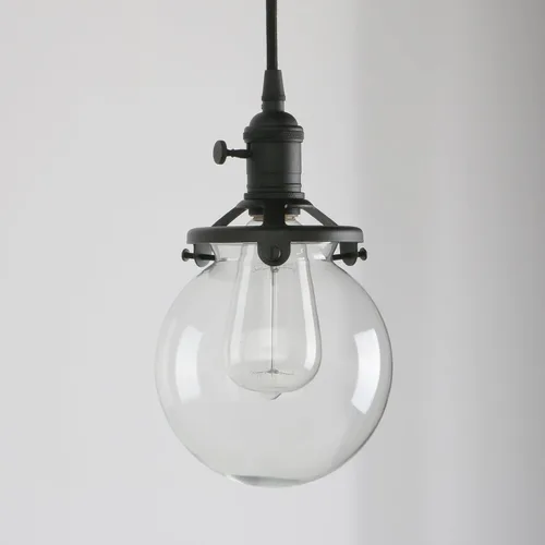 Vista 9 de Permo - Lamparas colgantes en forma de tubería, estilo rústico, industrial, vintage, steampunk, con 5 bombillas de 40 vatios Globo-negro