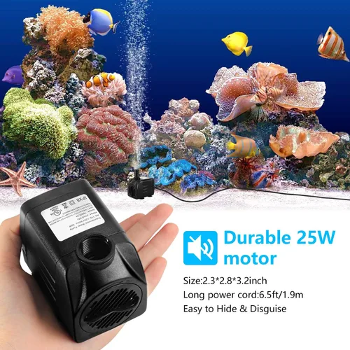 Vista 3 de CWKJ Bomba de fuente, 2 paquetes de bomba de agua sumergible de 400 GPH(25 W 1500 L/H), bomba de agua duradera para fuente al aire libre con tubo
