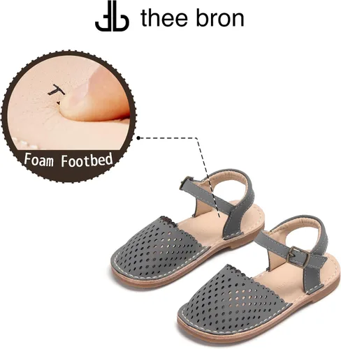 Vista 210 de THEE BRON Sandalias cómodas para niñas, zapatos para niños, sandalias rellenas
