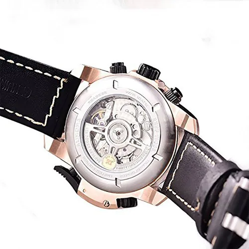 Vista 4 de REEF TIGER Relojes militares para hombres Correa de cuero Reloj deportivo complicado Relojes automáticos RGA3503 (RGA3503-PBSB1), RGA3503-PBSB1