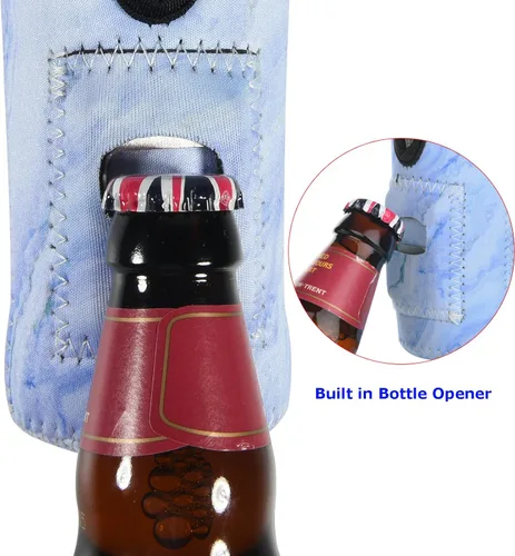 Vista 9 de Cosmos 4 fundas aislantes de neopreno para botellas de cerveza, fundas aislantes, fundas para botellas de 12 onzas con abridor de botellas integrado