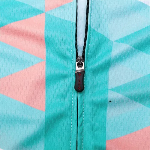 Vista 5 de Conjunto de jersey de ciclismo para mujer, pantalones cortos con peto, ropa de bicicleta de verano