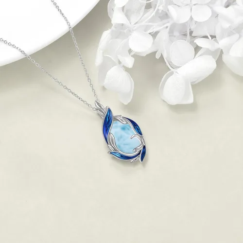 Vista 11 de LUHE Collar de plumas de piedra lunar, collar con colgante de plumas de plata de ley, joyería de regalo de Navidad para mujer