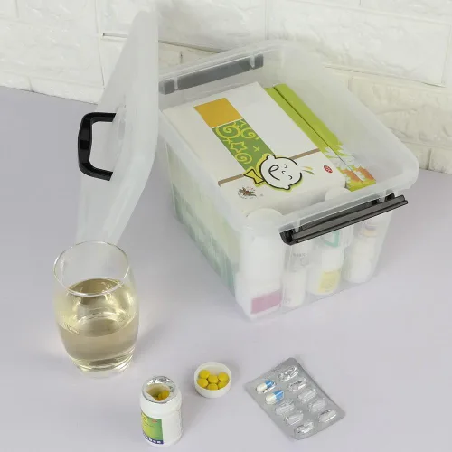 Vista 3 de Ggbin Caja de almacenamiento transparente de 6 cuartos de galón con mango negro y pestillos - Paquete de 4