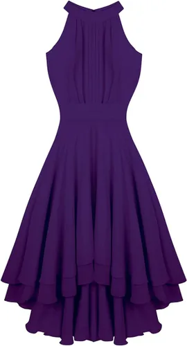 Vista 6 de Aislor - Vestidos de noche para dama de honor con cuello halter sin mangas