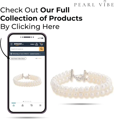 Vista 5 de AAA+ - Pulsera de perlas de agua dulce naturales de calidad para mujer, perlas blancas redondas de 0.25 a 0.27 pulgadas con hebilla de langosta