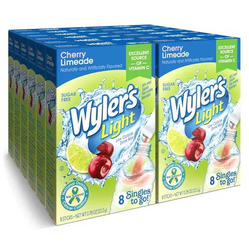 Vista 7 de Wyler's Light Paquetes de polvo Singles to Go, mezcla de bebida de agua, paquete variado de 40 unidades, limonada rosa, fresa y arándanos, sin