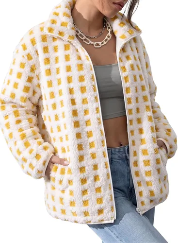 Vista 12 de Dokotoo Chaqueta de forro polar de invierno para mujer, abrigo casual con Pétalo de orquídea