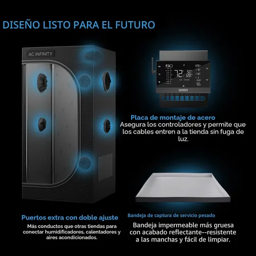 Vista 6 de AC Infinity CLOUDLAB 422, Tienda de cultivo avanzada 2x2, postes más gruesos de 1 pulgada, lona Mylar 2000D, alta reflectividad probada