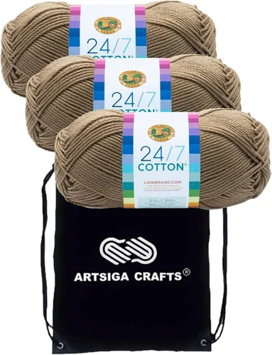 Vista 16 de Lion Brand 24/7 Algodón Blanco 761-100 (6-Carrillos - Mismo Lote de Tinta) Hila Gruesa Media #4 de Algodón para Crochet y Tejido con Bolsa