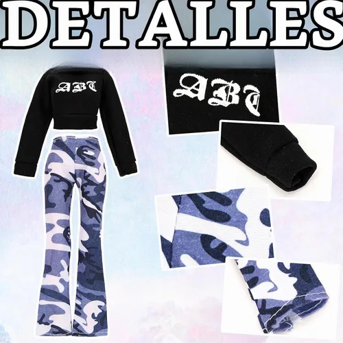 Vista 8 de 5 elegantes trajes de muñeca y 10 accesorios para muñecas de 11.5 pulgadas Negro