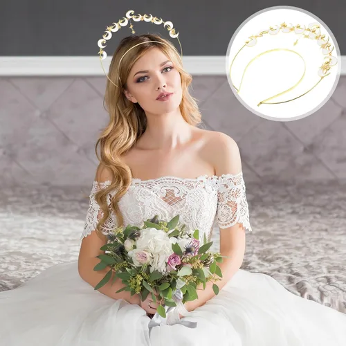 Vista 4 de NOLITOY Moon Stars Crown- Crystal Goddess Angel Crown Headband Rhinestone Wedding Tiara Glitter Floral Bridal Hair Band Headpiece Accessories for