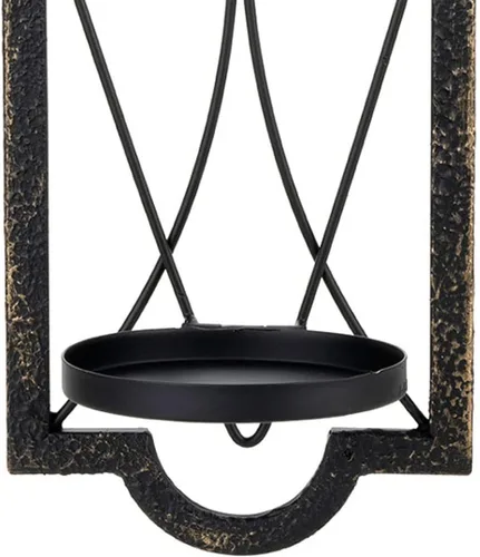Vista 6 de Juego de 2 apliques de velas góticos - Portavelas de pared de metal dorado negro - Decoración rústica para el hogar