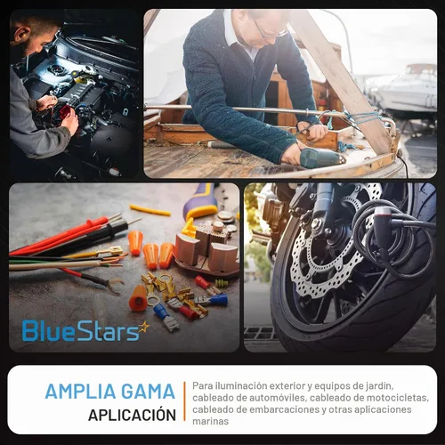 Vista 5 de BlueStars 100 terminales de pala de bandera azul hembra 16-14 AWG