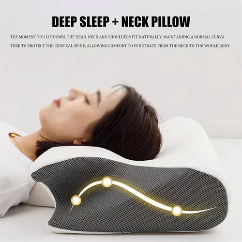 Vista 4 de Almohadas ergonómicas para el dolor de cuello y hombros, almohada de espuma viscoelástica, almohadas ortopédicas para dormir de lado, almohada Azul