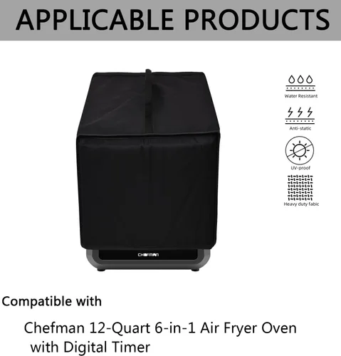 Vista 2 de Funda para freidora de aire, resistente al calor, impermeable, protectora contra el polvo, funda para horno compatible con Chefman 12 cuartos