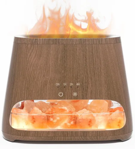 Vista 8 de SALKING Lámpara de sal del Himalaya 2 en 1 y difusor ultrasónico de aceite esencial, difusor de aromaterapia, humidificador de niebla fría, lámpara
