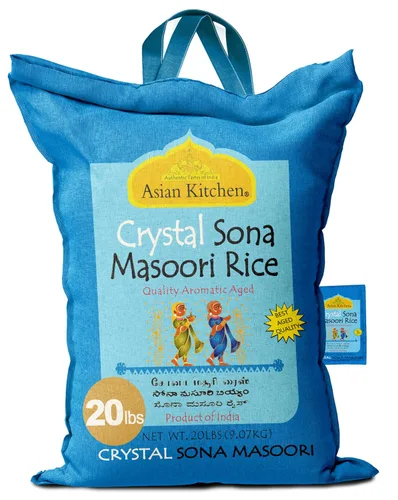 Vista 10 de Asian Kitchen Brown Sona Masoori - Arroz envejecido de 40 libras, 40 libras (40.0 lbs) de arroz de grano corto ~ Todo natural Apto para gluten