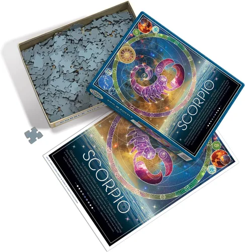 Vista 3 de Cobble Hill - Rompecabezas del zodiaco de 500 piezas, Escorpio, póster de muestra incluido