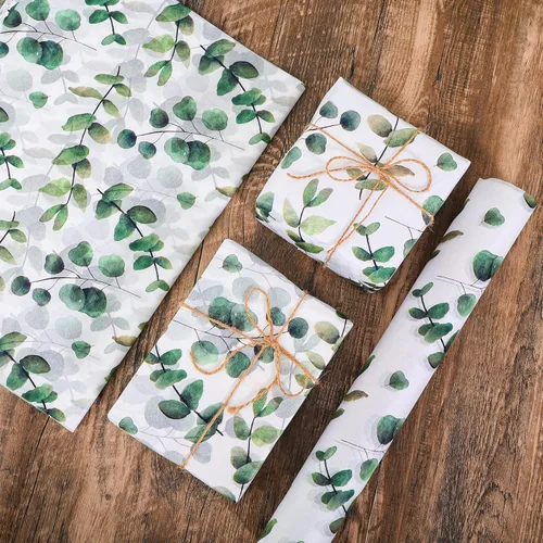 Vista 8 de 100 hojas de papel de seda de eucalipto reciclable vegetación botánica bolsa de embalaje para bodas, cumpleaños, duchas, manualidades, decoración