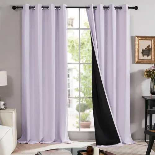 Vista 91 de Deconovo Cortinas opacas 100% con forro negro, cortinas con ojales aisladas térmicamente que reducen el ruido, doble capa para oscurecer