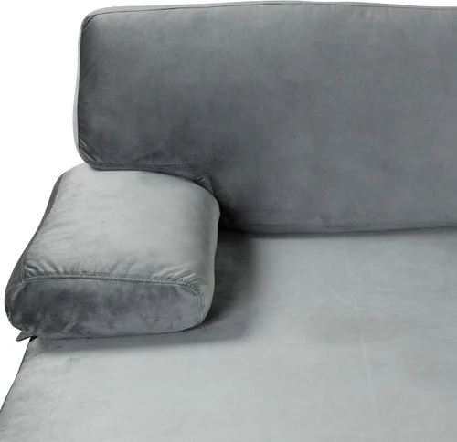 Vista 10 de Sofá modular moderno en forma de L, con diván extra ancho y patas doradas Gris