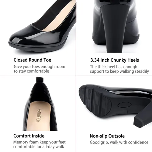 Vista 3 de JENN ARDOR Zapatos de tacón grueso para mujer zapatos de plataforma cómodos redondos cerrados tacón de bloque zapatos de tacón alto zapatos
