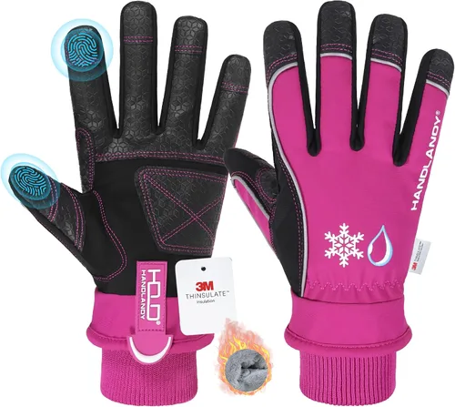 Vista 16 de Guantes de trabajo con aislamiento impermeable, guantes térmicos de invierno para hombres y mujeres, compatible con pantalla táctil, guantes de Azul
