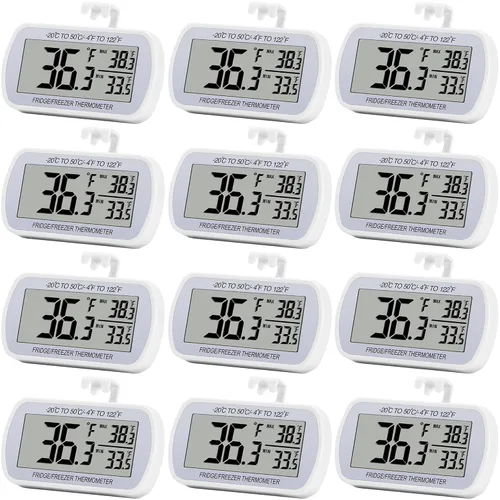 Vista 7 de Termómetro de refrigerador digital, termómetro para frigorífico y congelador, termómetro para habitación, resistente al agua, pantalla LCD grande