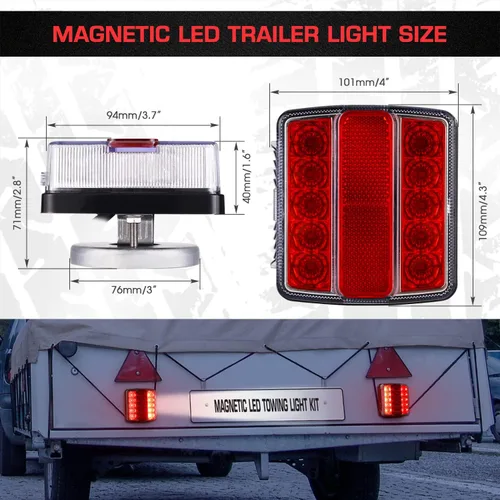 Vista 4 de Linkitom Kit de luces LED magnéticas para remolque, cable de 24 pies con enchufe de 7 pines, impermeable IP68, aprobado por DOT