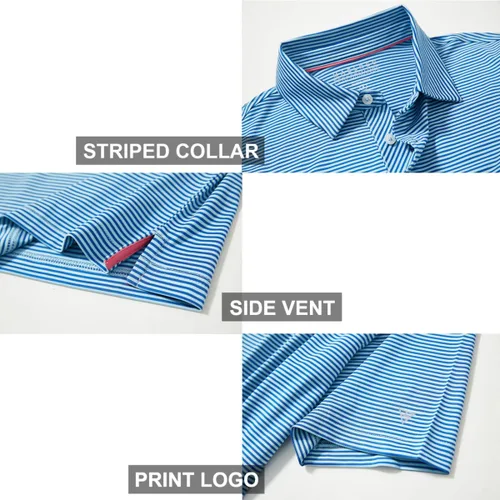 Vista 4 de Golf Shirts for Men Dry Fit Short Sleeve Print Performance Moisture Wicking Polo Shirt