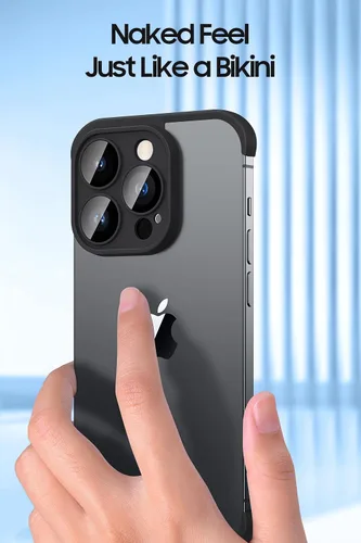 Vista 3 de LEKEVO Funda sin marco para iPhone 14 Pro con protector de lente de cámara, funda delgada y suave de TPU a prueba de golpes, carcasa minimalista