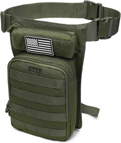 Vista 2 de Bolsa Táctica de Motocicleta para Pierna con Funda de Muslo y Holster para Pistola de Hombres para Caza y Tiro al Blanco con Almacenamiento