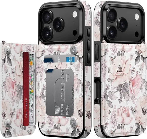 Vista 150 de LETO para iPhone 15 Pro Funda tipo cartera - Tapa tipo folio con patada - Diseños de moda - Tarjetero - Funda protectora para mujeres y niñas - 6.1