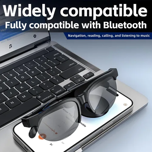 Vista 4 de Gafas de sol al aire libre, gafas inteligentes, altavoces de música, control táctil Bluetooth, función de voz, protección solar, apariencia de gafas