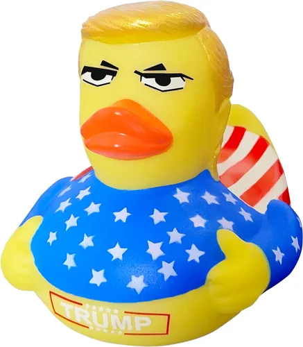 Vista 4 de Patos de goma grandes para tablero de instrumentos Jeep, juguete patriótico de baño de 4 pulgadas, divertido regalo de broma para baby shower