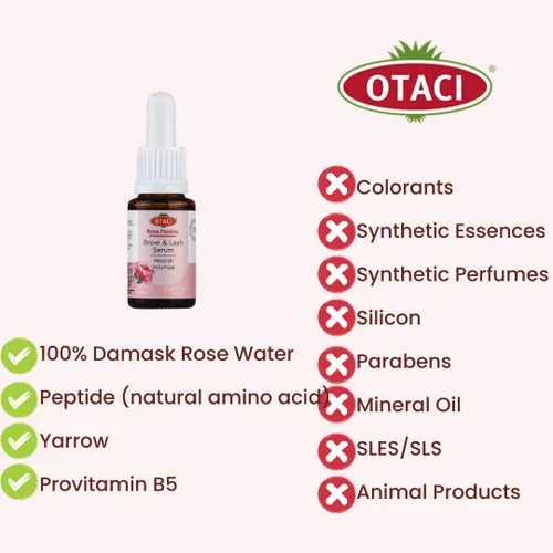 Vista 3 de OTACI Rose Passion - Suero para cejas y pestañas, crecimiento de pestañas natural