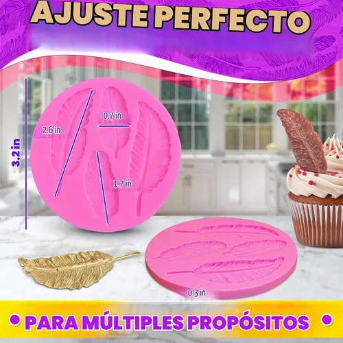 Vista 2 de Molde de plumas para chocolate, silicona flexible, diseño 3D, 0.3 pulgadas