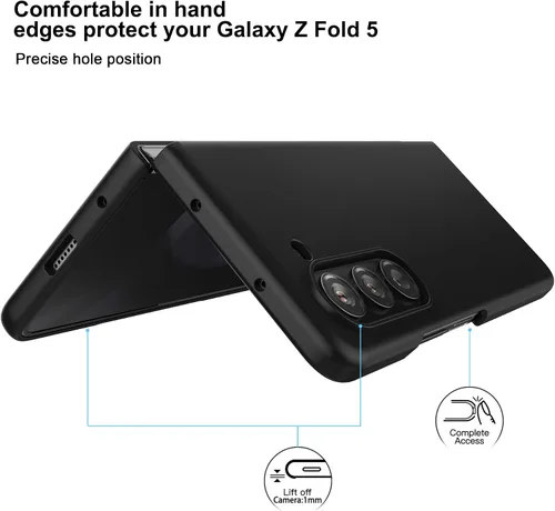 Vista 2 de Foluu Funda Slim Fit para Samsung Galaxy Z Fold 5, con protector de pantalla frontal integrado, cubierta protectora de PC mate ultradelgada