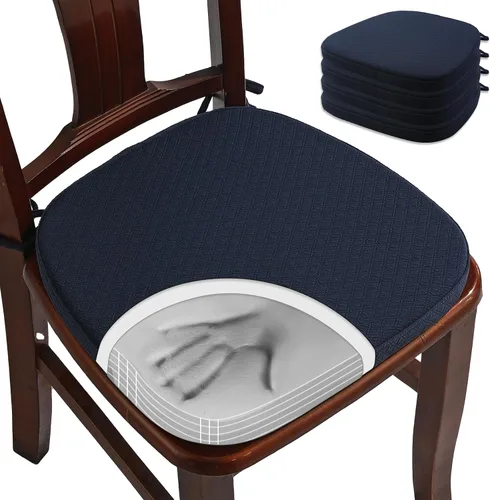 Vista 11 de BUYUE Cojín de Lujo de Espuma Viscoelástica 100% Pura para Silla 1 Paquete, Jacquard 16" Forma de U Cómodo Cojín para Silla de Comedor, Cojín