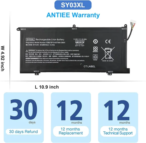 Vista 7 de ANTIEE SY03XL - Batería para portátil HP Chromebook X360 14 G1 14-DA 14-DA0011DX 14-DA0500ND 14-DA0021NR Chromebook 15-DE 15-DE0010NR 15-DE0021CL