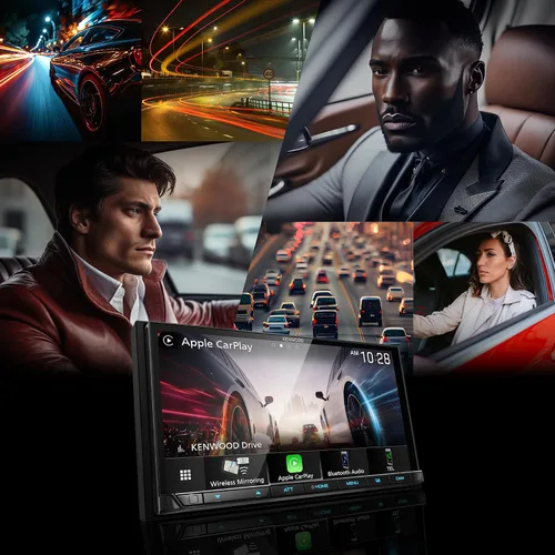 Vista 6 de KENWOOD DMX908S EXCELON Receptor multimedia digital con pantalla táctil LCD de 6.95 pulgadas, Apple CarPlay inalámbrico y Android Auto, doble Din