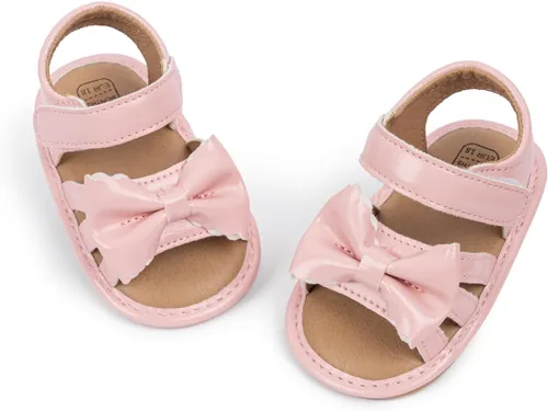 Vista 161 de Meckior Sandalias de verano con punta abierta y suave de piel sintética para bebés y niñas pequeñas