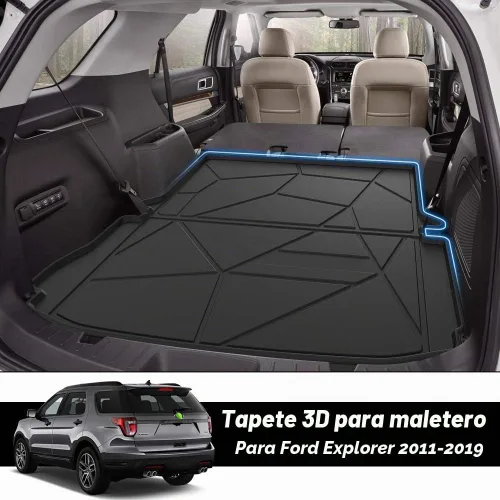Vista 2 de KUST Alfombrilla de carga para maletero para Ford Explorer 2011-2019, forro de maletero de carga trasera para accesorios Explorer, protección