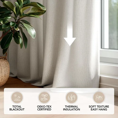 Vista 106 de Deconovo Cortinas opacas 100% con forro negro, cortinas con ojales aisladas térmicamente que reducen el ruido, doble capa para oscurecer